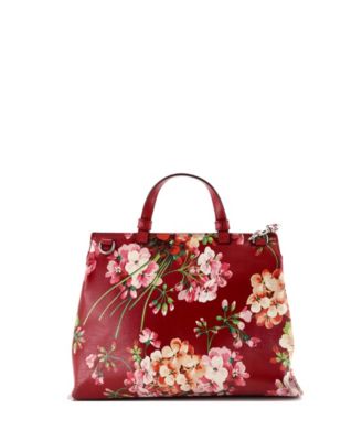 Small Bamboo Daily Top Handle Bag Blooms Print Leather