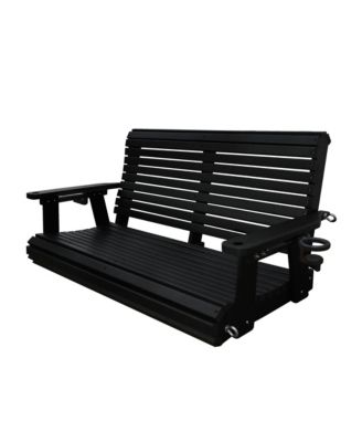 2-Seater 4 FT HDPE Porch Swing with 18/8 Stainless Steel Bolts, Ergonomic Design, Ultra Weather-Resistant, for Outdoor Patio Garden Yard (Gray)