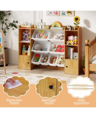 Kids Toy Storage and Bookshelf with Boxes and Open Shelves