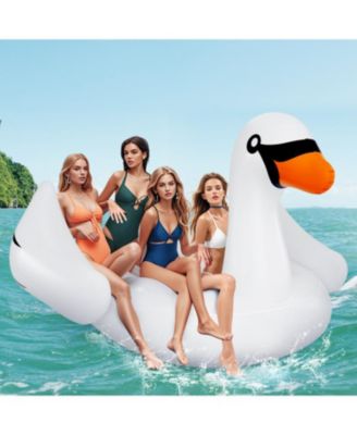 Giant Inflatable Swan Floating Island 4-Person Pool Float with 4 Cup Holders