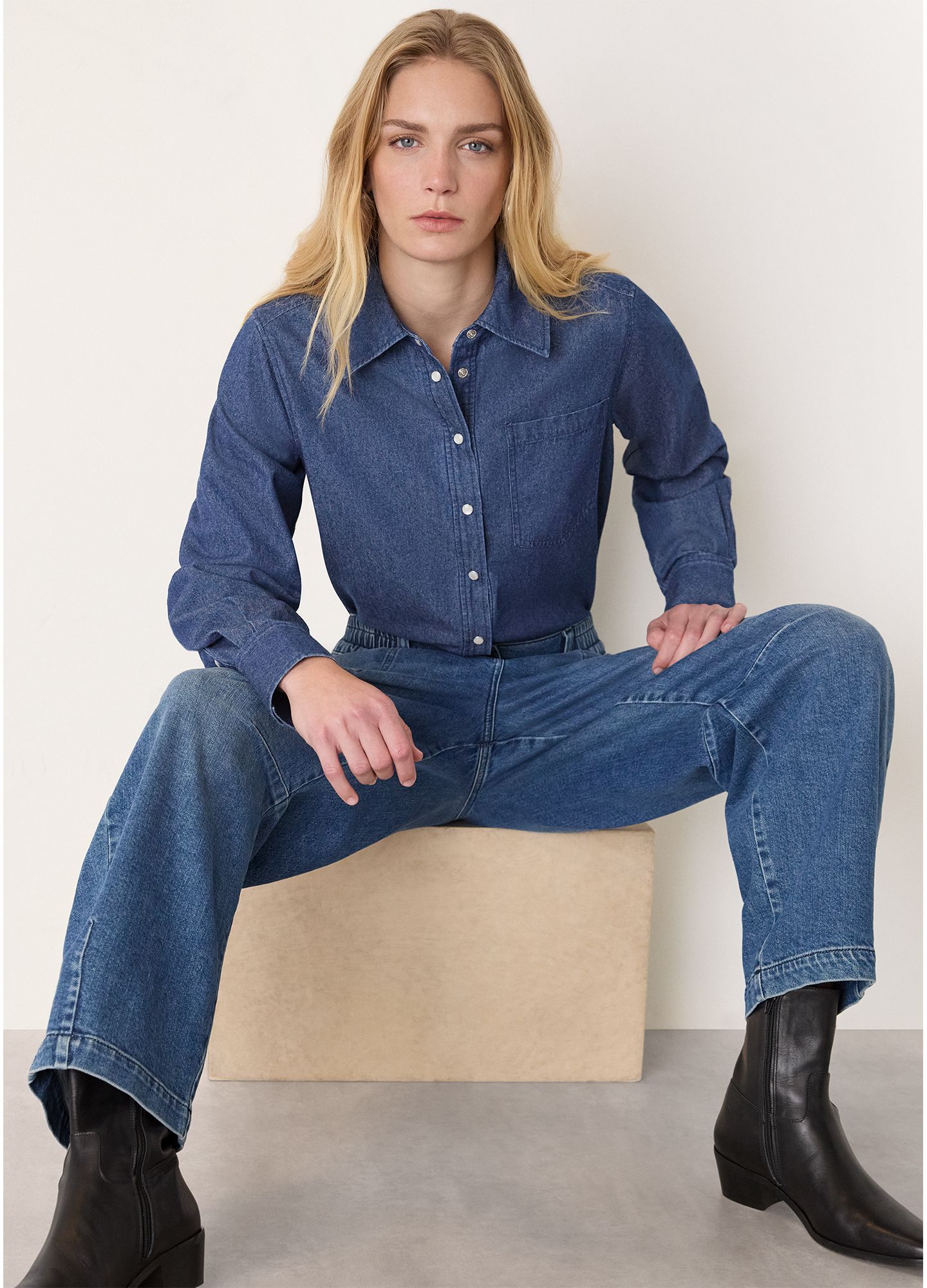 Женская рубашка Whistles Pocket Detail Cotton, цвет: Тёмный синий — фото 5