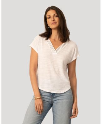 Women's Braided Trim Crinkle Tee