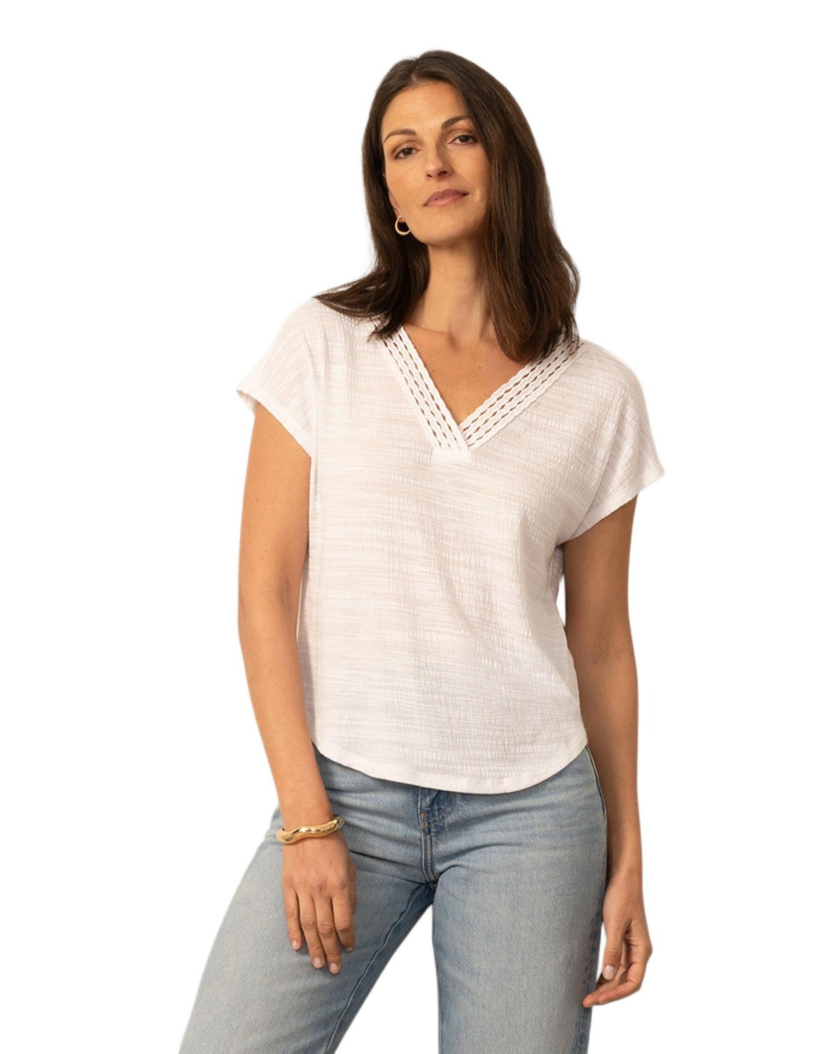 Женские футболки Cable & Gauge Women's Braided Trim Crinkle Tee — фото 1