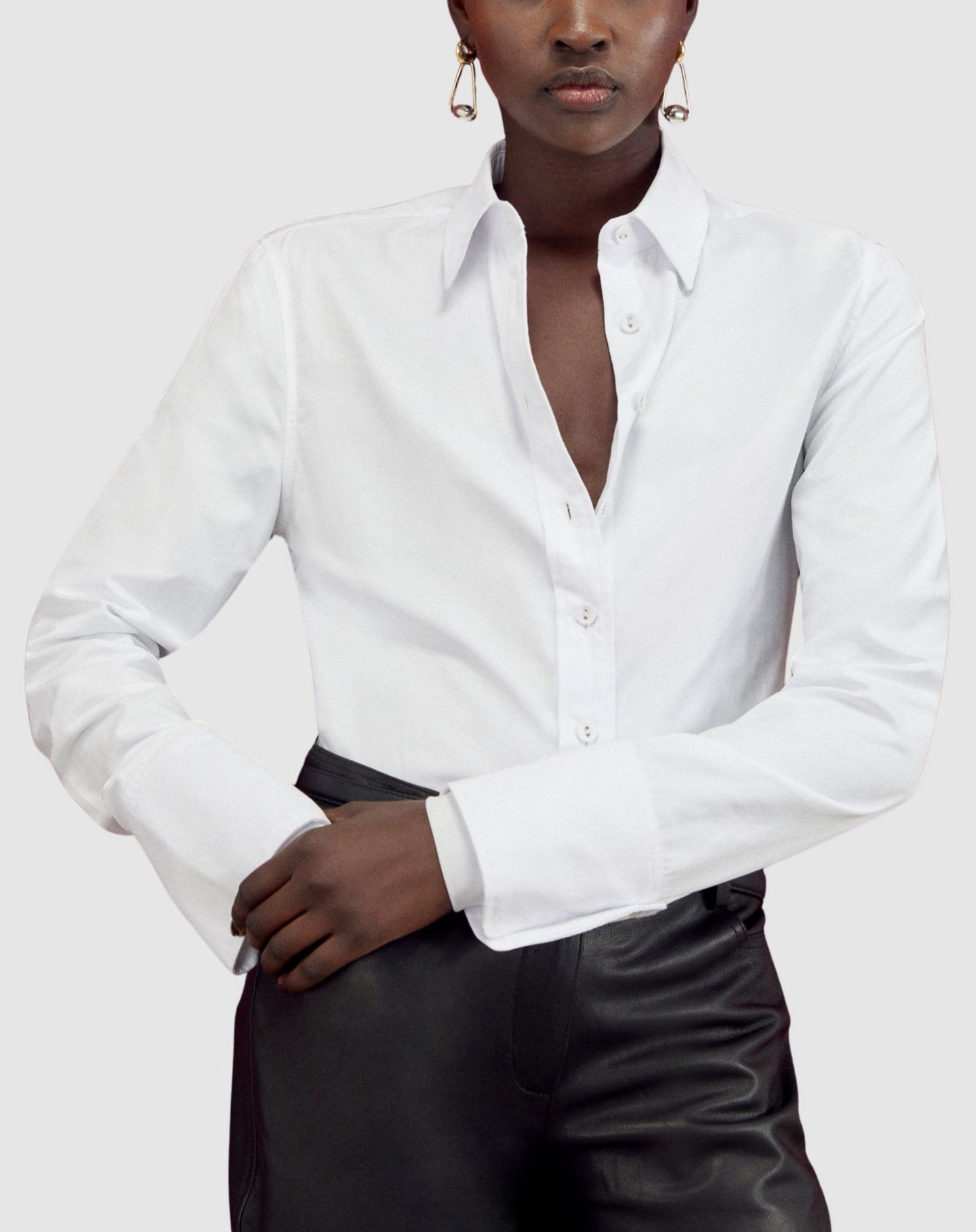 Женская рубашка Karen Millen Cotton Woven Buttoned, цвет: Белый — фото 6