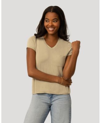 Women's V neck Patch Pocket Tee