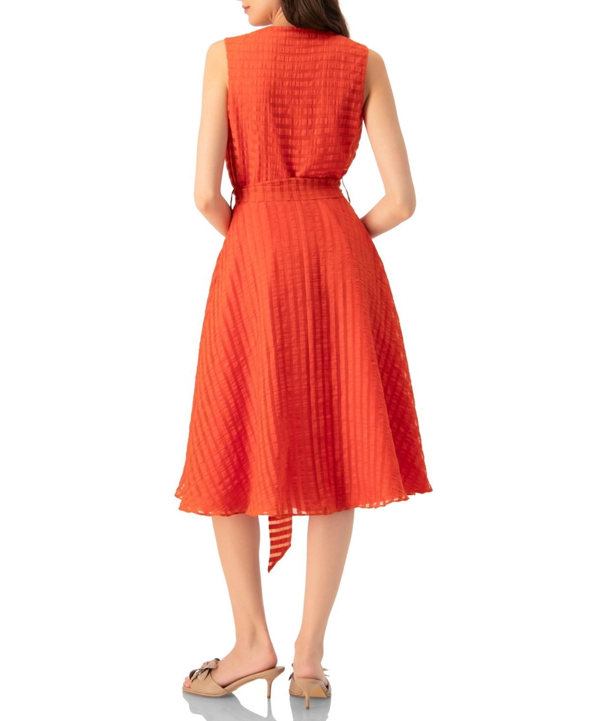 Ivonne Women's Midi A-Line Dress with Waist Tie