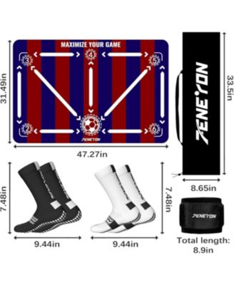 Soccer Training Mat with Adjustable Trainer, Non-Slip Equipment for Kids & Youth, Indoor/Outdoor Drills
