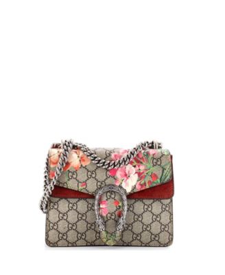 Mini Dionysus Bag Blooms Print GG Coated Canvas