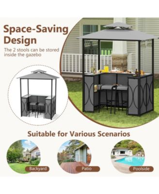6.5 x 4 x 8 ft Grill Gazebo Set with Bar Table and Stools