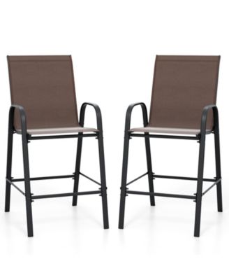 Outdoor Fabric Bar Stools Set of Two with Armrests