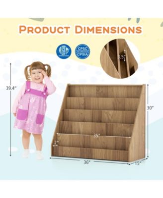 5 Tier Kids Bookshelf with Deep Compartments and Stable Design