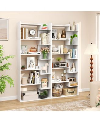 Six Tier Wooden Bookshelf with Anti Tipping Open Shelves