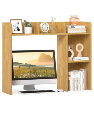 Three Tier Desk Bookshelf with Open Shelves for Workspace