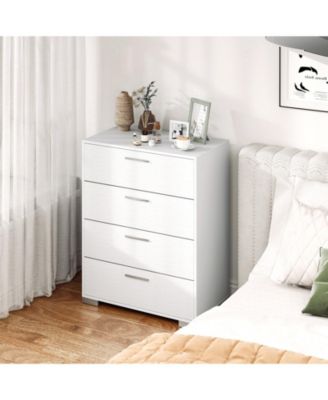 Four Drawer Storage Cabinet with Metal Legs and Safety Design