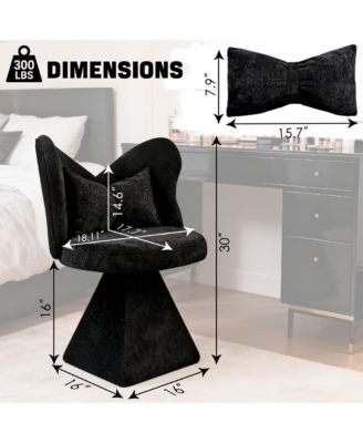 Accent Chair with Butterfly Back, 360° Swivel Vanity Chair, Chenille Makeup Chairs with Sturdy Pyramid Base for Living Room, Bedroom