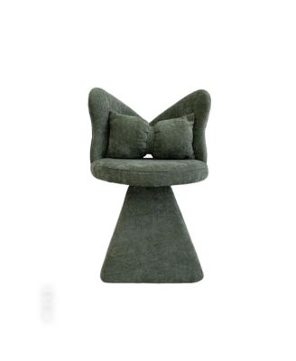 Vanity Chair with Butterfly Back, 360° Swivel Lounge Chair, Chenille Makeup Chairs with Sturdy Pyramid Base for Living Room, Bedroom