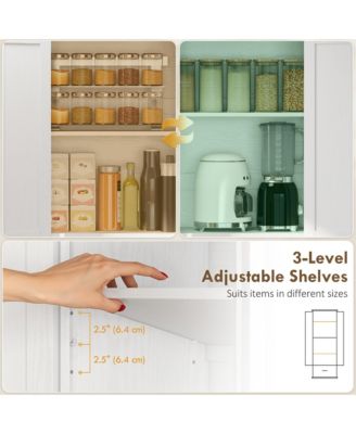 71" Kitchen Pantry, Farmhouse Storage Cabinet with Barn Doors