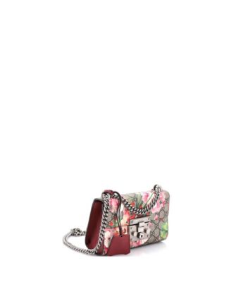 Small Padlock Shoulder Bag Blooms Print GG Coated Canvas