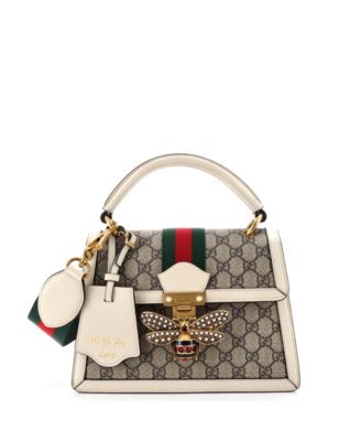 Small Queen Margaret Top Handle Bag GG Coated Canvas with Leather