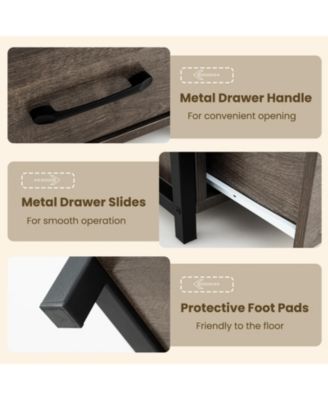 4 Tier Floor Tree Bookshelf with Drawer and Metal Frame