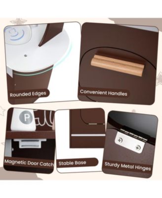 Corner Wooden Play Kitchen with Coffee Machine and Slide for Kids.