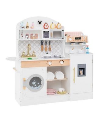 Kids Kitchen Set Wooden with Coffee Makers and Accessories
