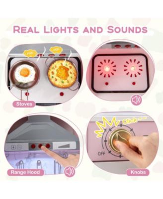 Wooden Kitchen Playset with Ice Maker and Sounds for Ages 3+