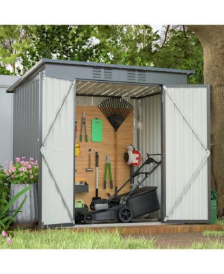 6' x 4' Outdoor Metal Storage Shed with Hinged Door, Lock and Ventilation
