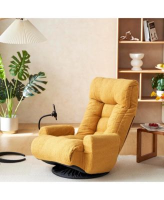 360° Swivel Floor Lounger Chair, 5 Position Adjustable Lounge Sofa Chair with Head & Back Support and Phone Holder for Living Room