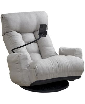 360° Swivel Floor Lounger Chair, 5 Position Adjustable Lounge Sofa Chair with Head & Back Support and Phone Holder for Living Room