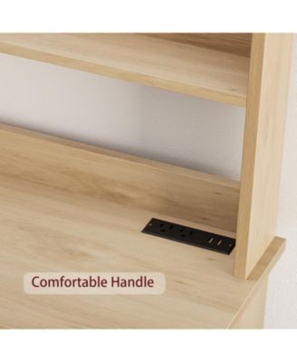 6-Tier Farmhouse Baker s Rack with Power Outlet Kitchen Pantry Hutch