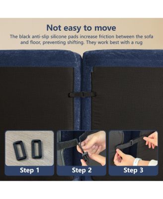 Streamdale Blue 2-Seater Tufted Velvet Sofa with Anti-Slip Design