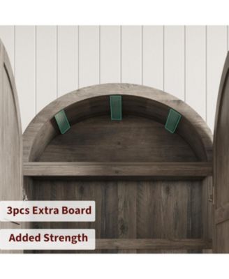 72" Tall Arched Kitchen Pantry Cabinet  Farmhouse Wooden Storage Cabinet with 2 Drawers & Wood Doors Freestanding Buffet Sideboard