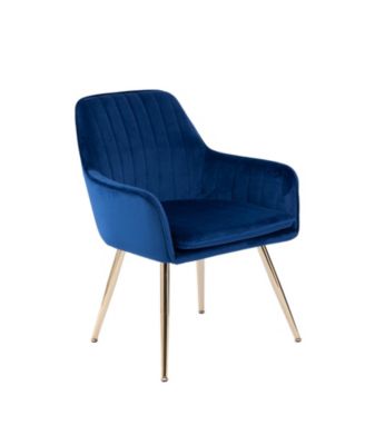 Velvet Dining Chair Set of 2, Modern Mid-Back Accent Chairs with Gold Plated Legs, Upholstered for Living Room