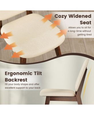 Mid Century Modern Upholstered Wooden Dining Chairs Set