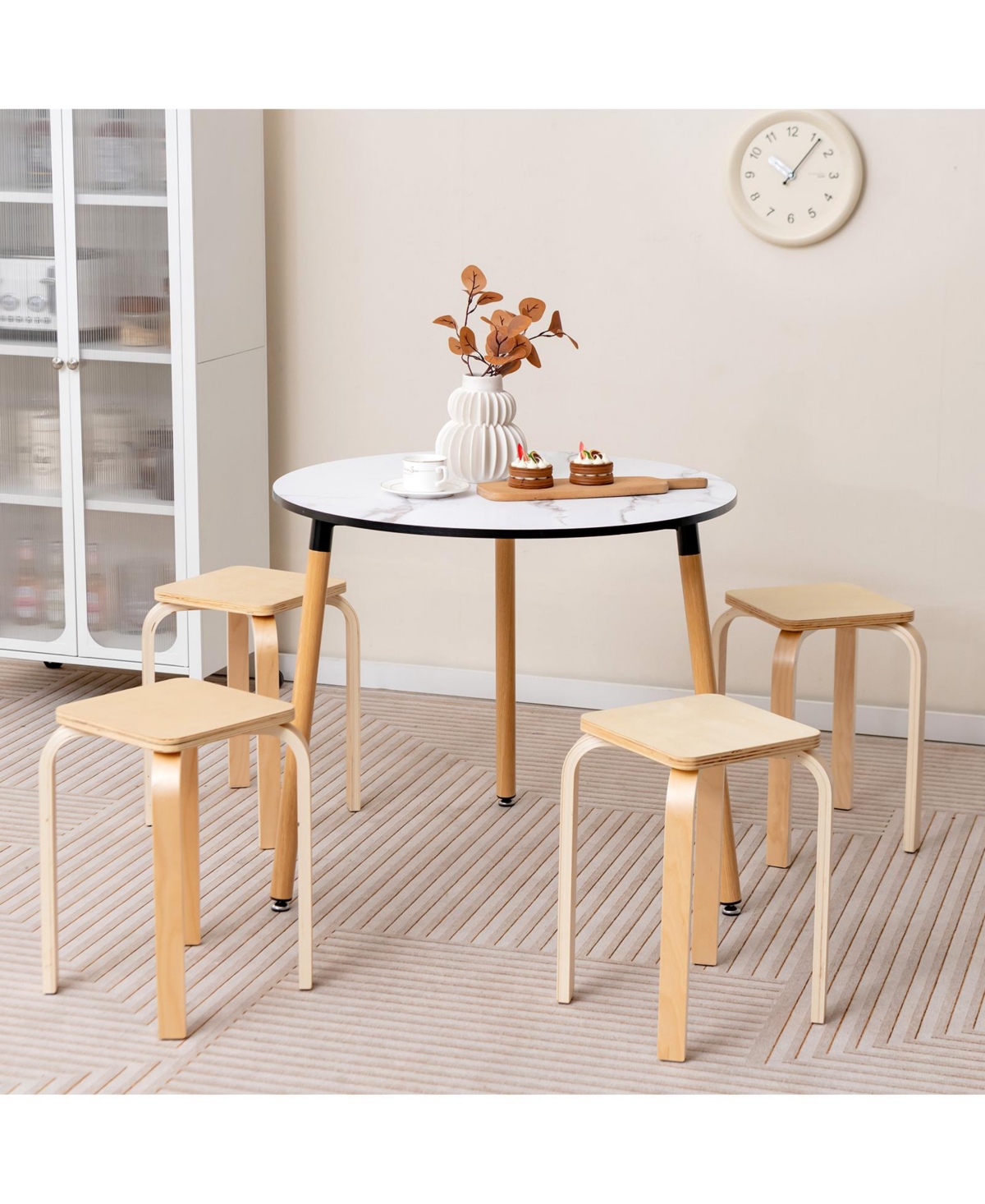 Sugift Stackable Stools Set of Four with Square Tops