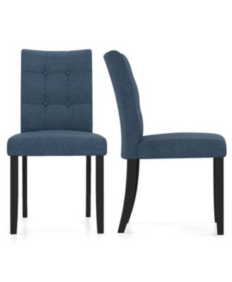 Tufted Armless Dining Chairs Set of Two with Wood Legs