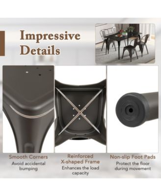 Metal Dining Chairs Set of Four with Removable Backrest