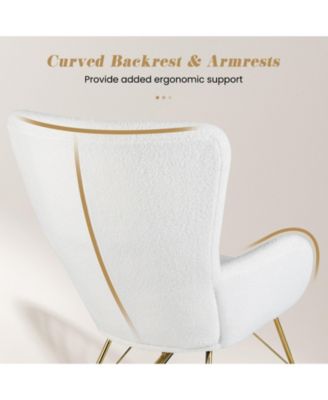 Nursery Rocking Chair with Curved Backrest and Armrests