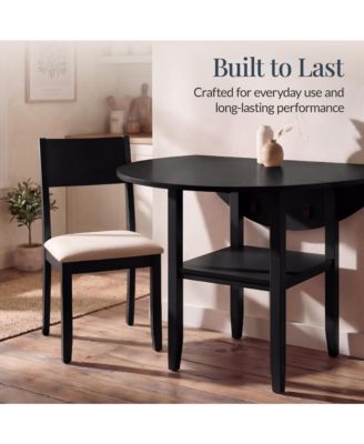 Round Dining Table, 42"  Small Kitchen Dining Table for 4  w/ Dual Leaf