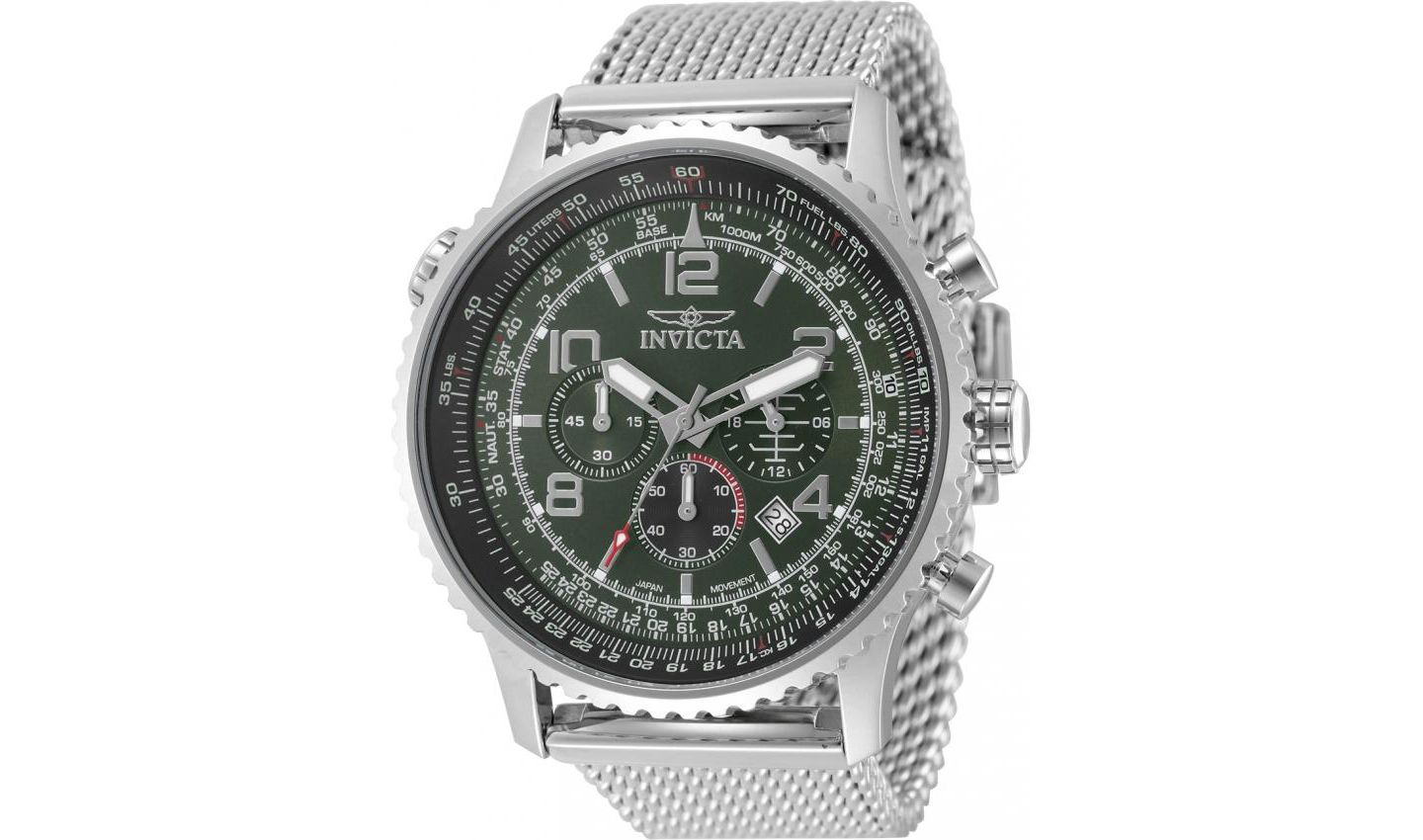 Мужские часы Invicta 49752 Aviator Quartz Chronograph Dial Watch, цвет: Серебряный — фото 1