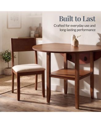 Round Dining Table, 42"  Small Kitchen Dining Table for 4  w/ Dual Leaf