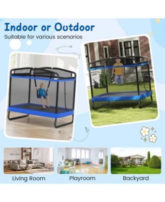 6 FT Kids Trampoline w/Swing and Horizontal Bar Safety Enclosure Net