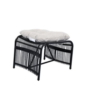 3 Piece Wicker Outdoor Patio Furniture Set with Lounge Chair Ottoman Side Table Cushions for Garden Deck Porch