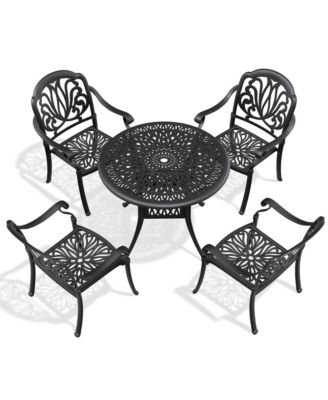 5-Piece Cast Aluminum Patio Furniture Set with Random Color Cushions