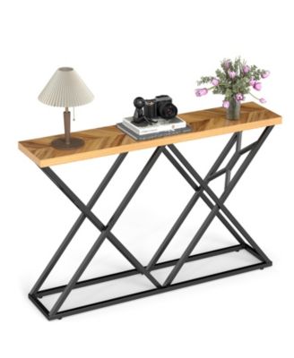 Console Table with Solid Metal Frame and Storage Shelf
