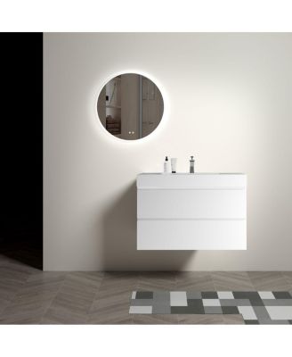 36" Floating Bathroom Vanity with Double Soft Close Drawers, Handle-Free Design & Large Storage for Modern Bathrooms
