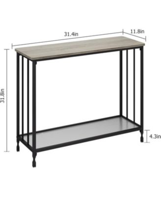 Industrial Console Table, Behind Couch Table with Glass Shelf, Narrow Metal Frame Hallway Table, Entryway, Living, Bedroom