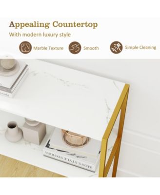 Two Tier Entryway Console Table with Wood Shelves and Frame