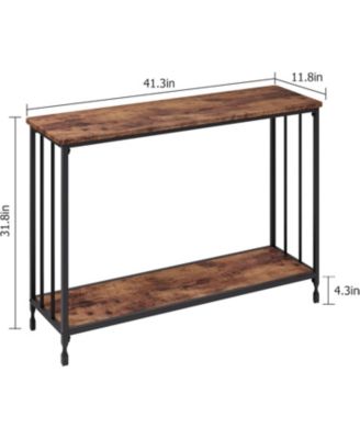Entryway Console Table, Narrow Sofa Table with Storage Shelf and Metal Frame, Industrial Hallway Table for Living Room